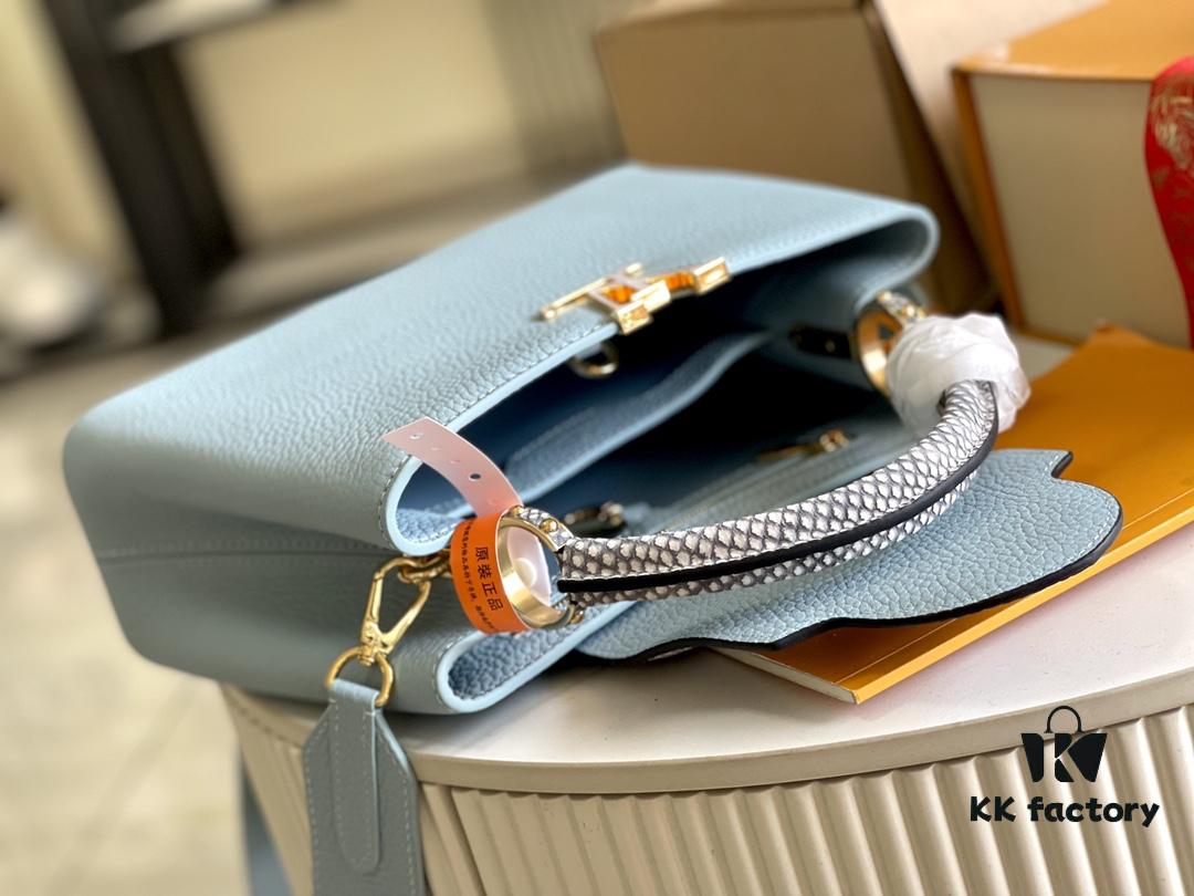 Premium Full Set Packaging 【Top Quality Original Leather 💋 M21166 Misty Blue with Exotic Sand Python Shell Closure】