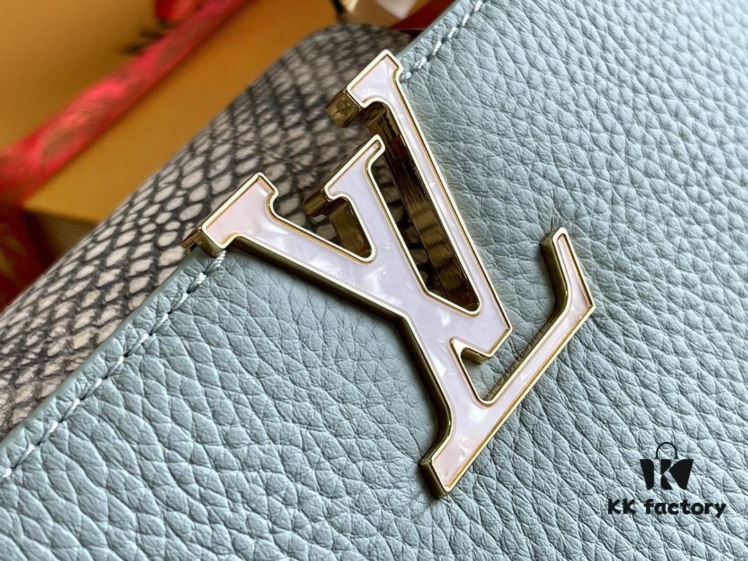 Premium Full Set Packaging 【Top Quality Original Leather 💋 M21166 Misty Blue with Exotic Sand Python Shell Closure】