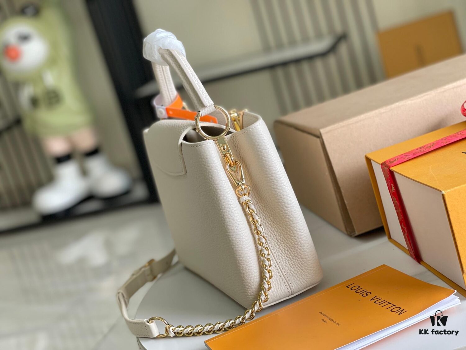 Premium Full Leather Set [Top Grade Original Leather M23082 Small Size 💋 M23083 Mother-of-Pearl White Shell Closure]