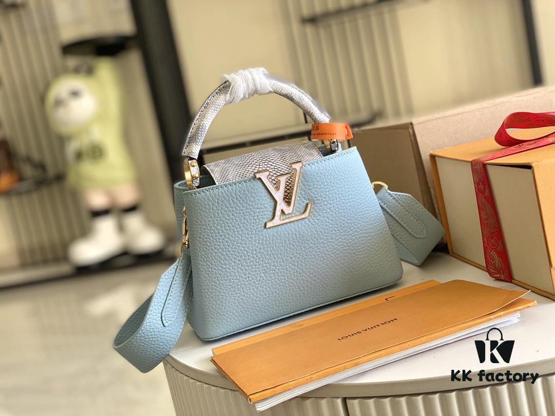 Top Grade Full Set Packaging 【Premium Original Factory Leather 💋 M21166, M21165 Misty Blue with Exotic Sand Python Shell Closure】