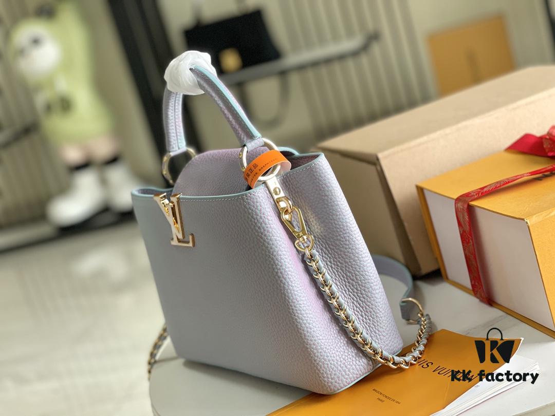 Premium Full Set Packaging [Top Quality Original Factory Leather 💋 M59868 Stellar Pearl Blue Shell Button]