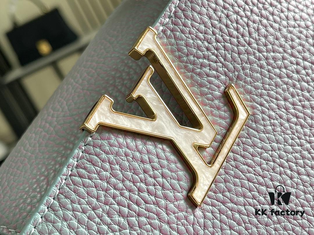 Premium Full Set Packaging [Top Quality Original Factory Leather 💋 M59868 Stellar Pearl Blue Shell Button]