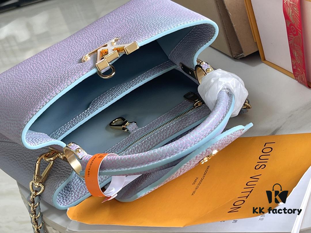 Premium Full Set Packaging [Top Quality Original Factory Leather 💋 M59868 Stellar Pearl Blue Shell Button]