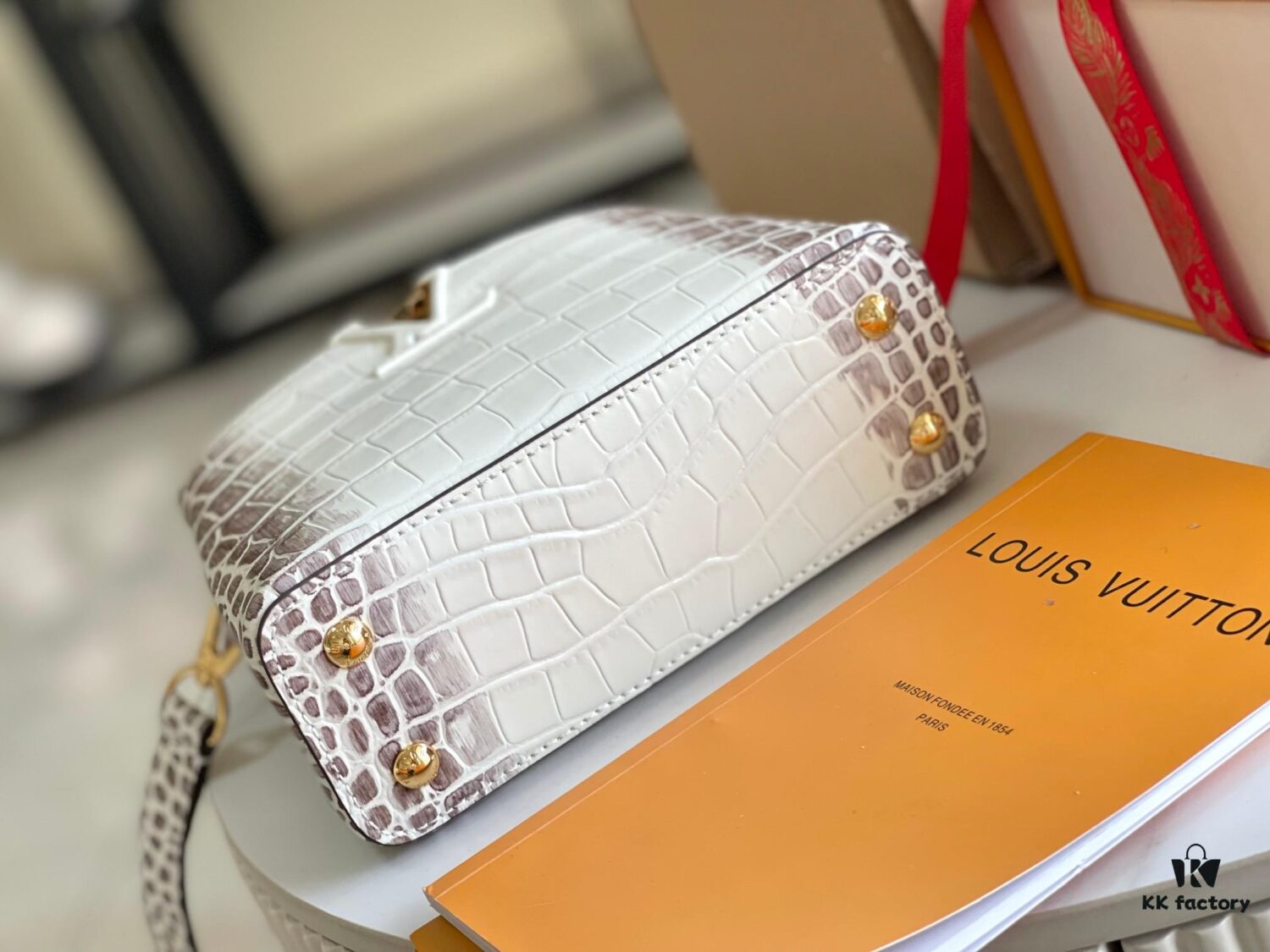 Top Grade Full Set Packaging 【Premium Original Factory Leather M22002💋 N98156 Matte White Himalaya Gold Hardware】