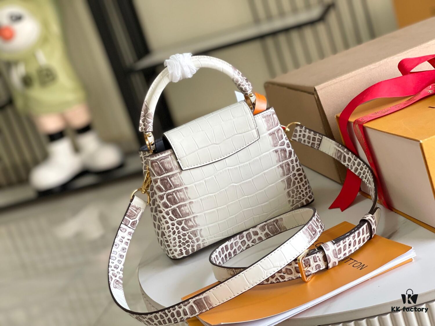 Top Grade Full Set Packaging 【Premium Original Factory Leather M22002💋 N98156 Matte White Himalaya Gold Hardware】