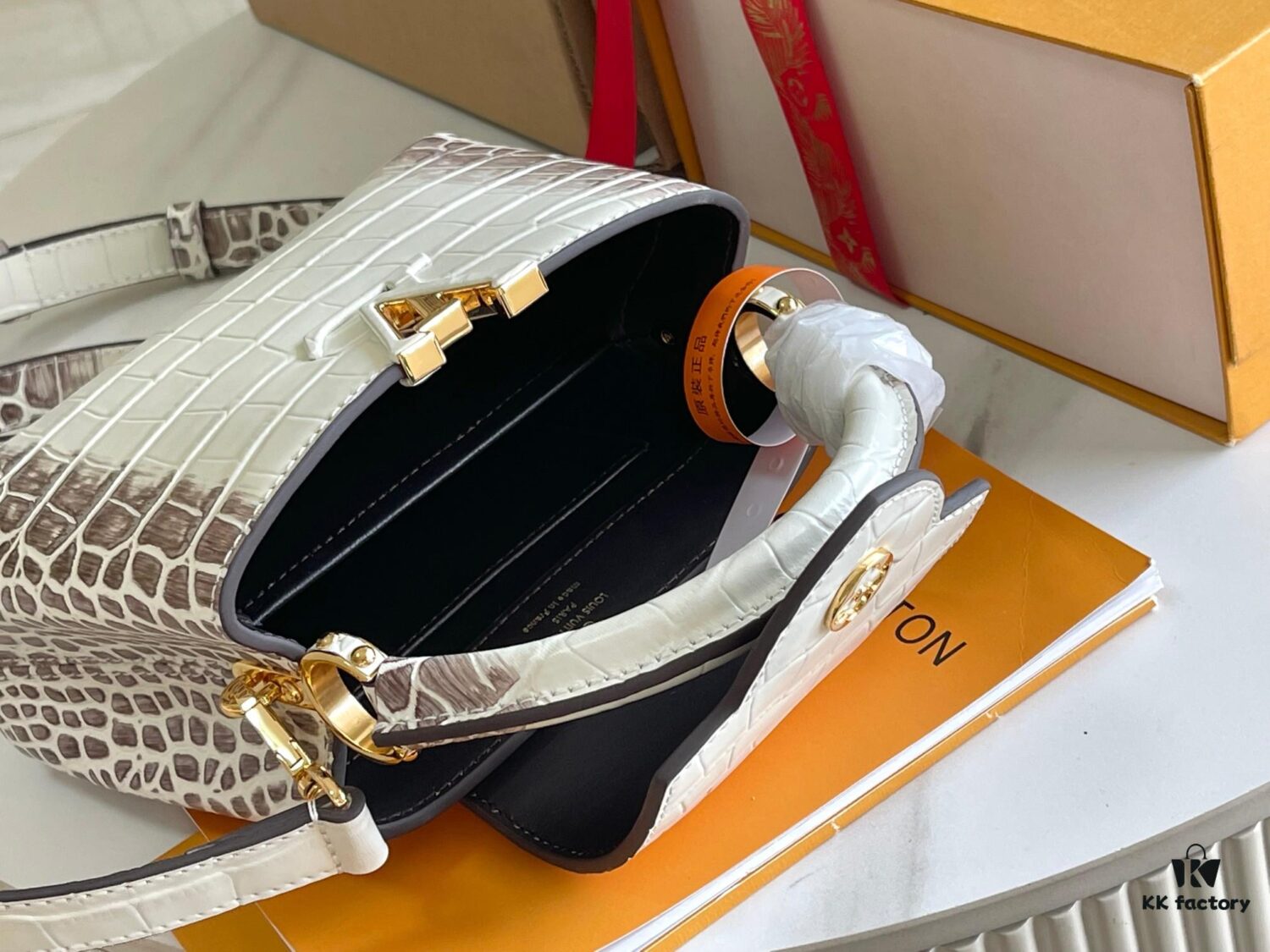 Top Grade Full Set Packaging 【Premium Original Factory Leather M22002💋 N98156 Matte White Himalaya Gold Hardware】