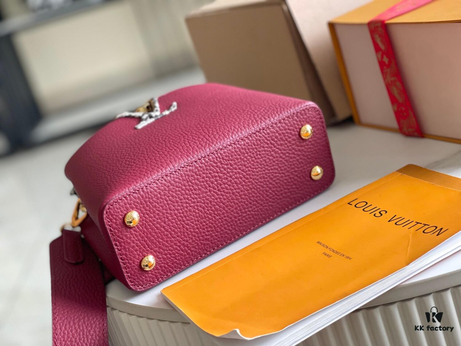 Premium Full Set Packaging 【Top Quality Original Factory Leather M82068💋 N82067 Grape Purple with Paris Pink Python Gold Clasp】