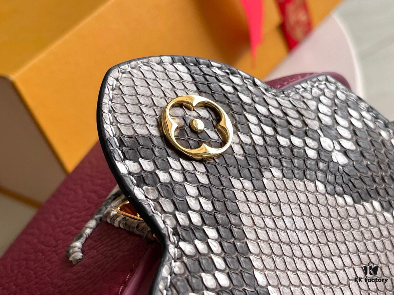 Premium Full Set Packaging 【Top Quality Original Factory Leather M82068💋 N82067 Grape Purple with Paris Pink Python Gold Clasp】