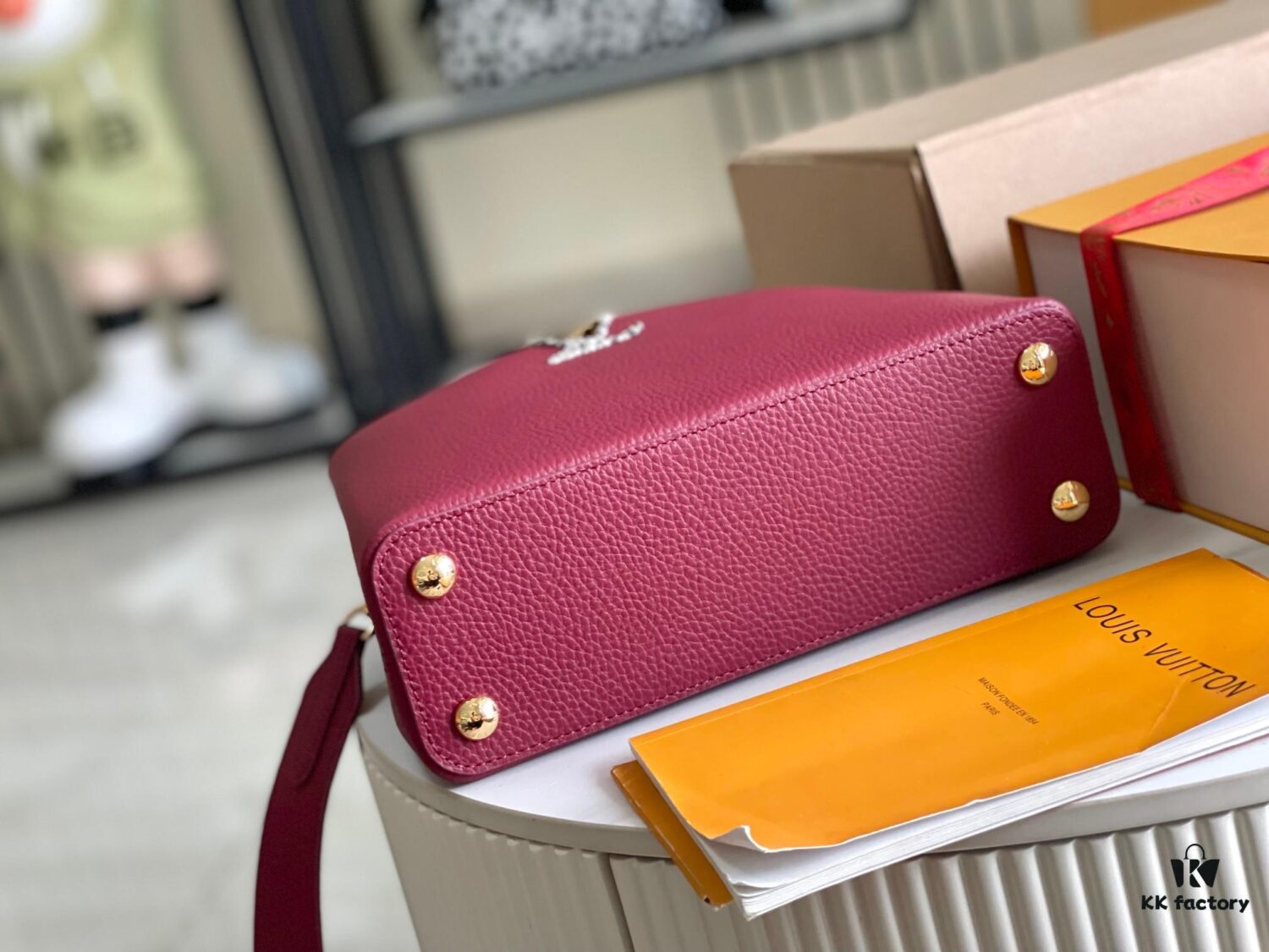 Premium Full Set Packaging [Top Quality Original Factory Leather 💋 N82068 Grape Purple with Paris Pink Python and Gold LV Buckle]