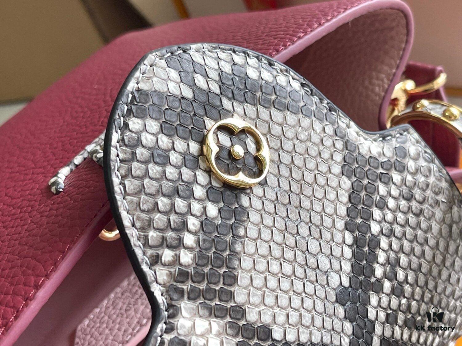 Premium Full Set Packaging [Top Quality Original Factory Leather 💋 N82068 Grape Purple with Paris Pink Python and Gold LV Buckle]