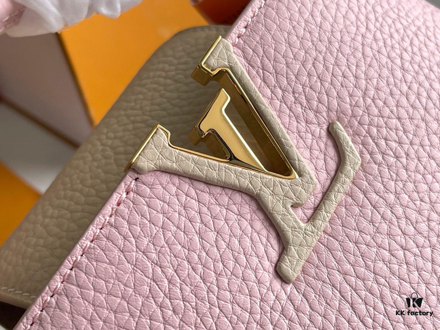 Supreme Grade Full Set Packaging 【Top Quality Original Factory Leather M23950💋 M23951 Pink with Beige Gold Upgraded Hardware】【Capucines Mini Handbag】