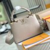 Top Grade Full Set Packaging 【Premium Original Factory Leather M24567💋 M23331 Elephant Gray Upgraded Hardware】 Capucines Small Handbag