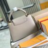 Top Grade Full Set Packaging 【Premium Original Factory Leather M24567💋 M23331 Elephant Gray Upgraded Hardware】 Capucines Small Handbag