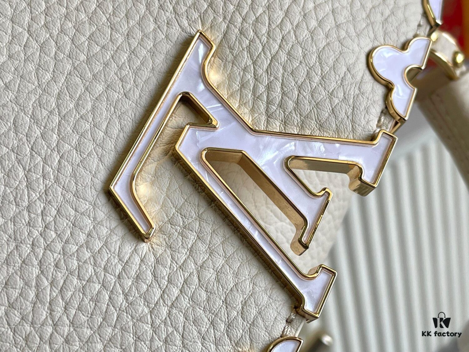 Capucines Mini Handbag with Detachable Strap, Full-Grain Taurillon Leather with Monogram Flowers and Mother-of-Pearl Details