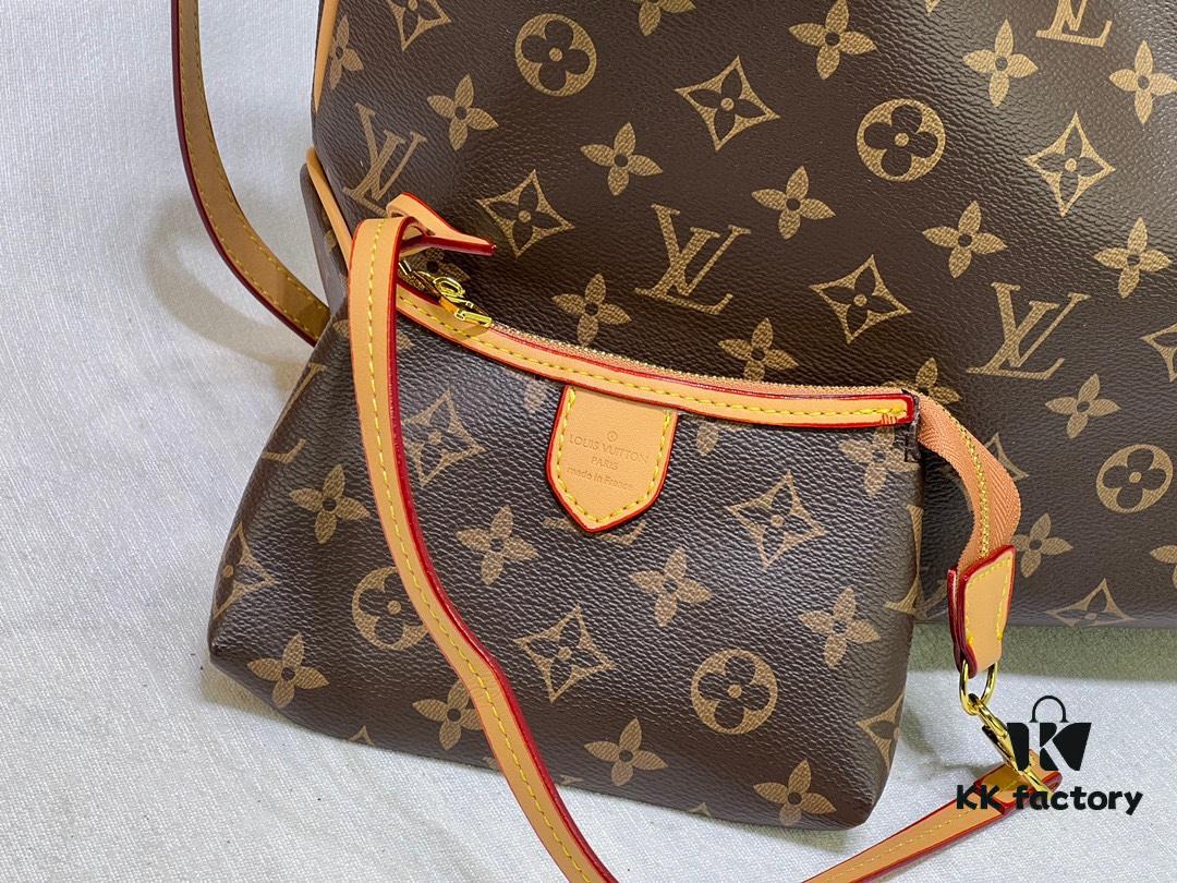 Large Size Upgraded Calfskin Maternal-Child Style LV Vintage Tote Bag M44945, Super Popular Influencer Item, Latest Spring Collection, Versatile Upgraded Shopping Tote