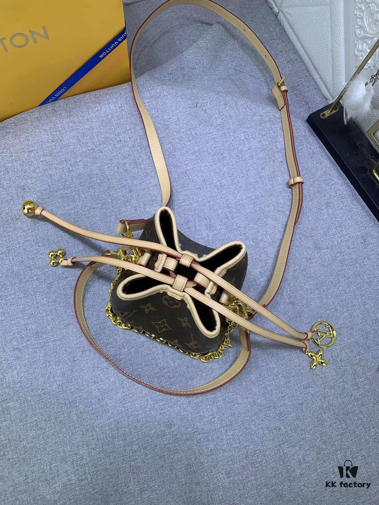 Upgraded Original M83227 White Color M82885 Mini Bucket Bag 'Shumai Bag' Collection Online Only Handbag M82885 Yellow Flower (Shumai Bag)