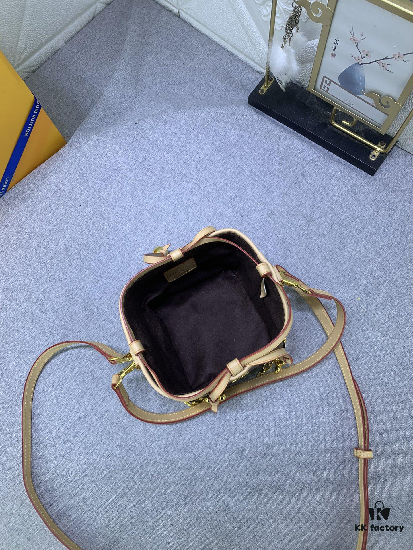 Upgraded Original M83227 White Color M82885 Mini Bucket Bag 'Shumai Bag' Collection Online Only Handbag M82885 Yellow Flower (Shumai Bag)