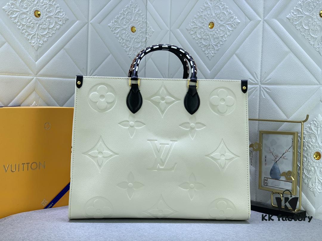New Arrival [LV CRAFTY ONTHEGO Tote Bag] m45373, m45719 - Large 160, Medium 150, Small Upgraded Original Version, Authentic Woven Handle Strap with Leopard Print Silk Screen