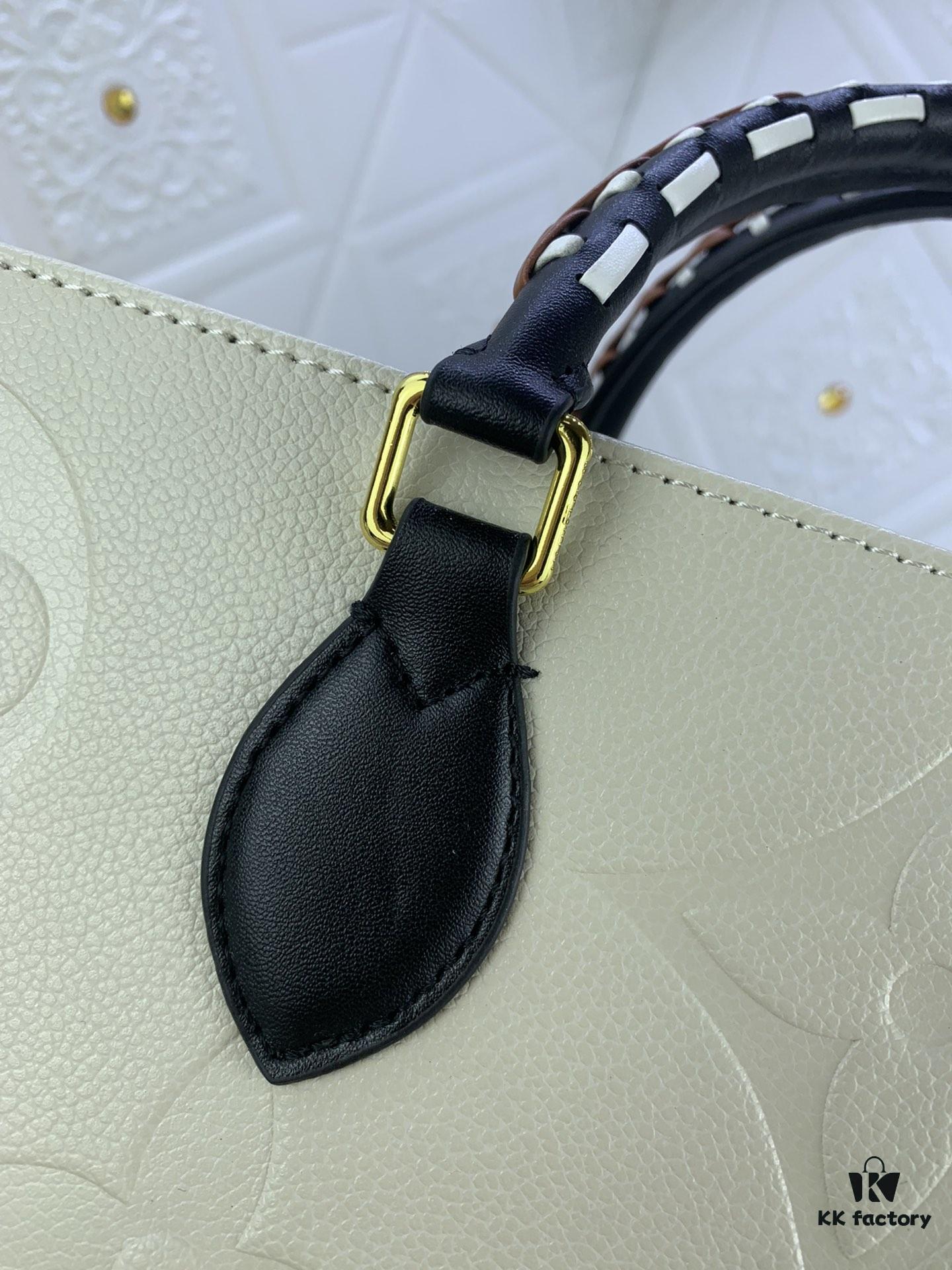 New Arrival [LV CRAFTY ONTHEGO Tote Bag] m45373, m45719 - Large 160, Medium 150, Small Upgraded Original Version, Authentic Woven Handle Strap with Leopard Print Silk Screen