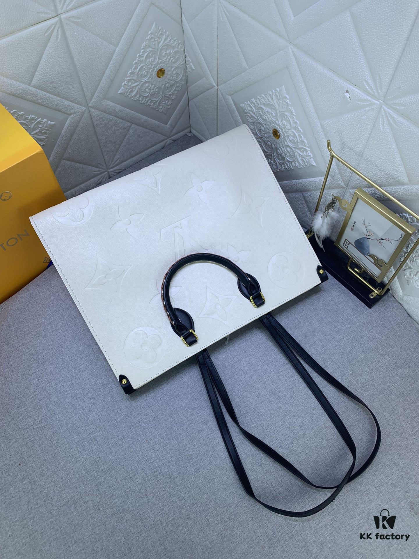 New Arrival [LV CRAFTY ONTHEGO Tote Bag] m45373, m45719 - Large 160, Medium 150, Small Upgraded Original Version, Authentic Woven Handle Strap with Leopard Print Silk Screen