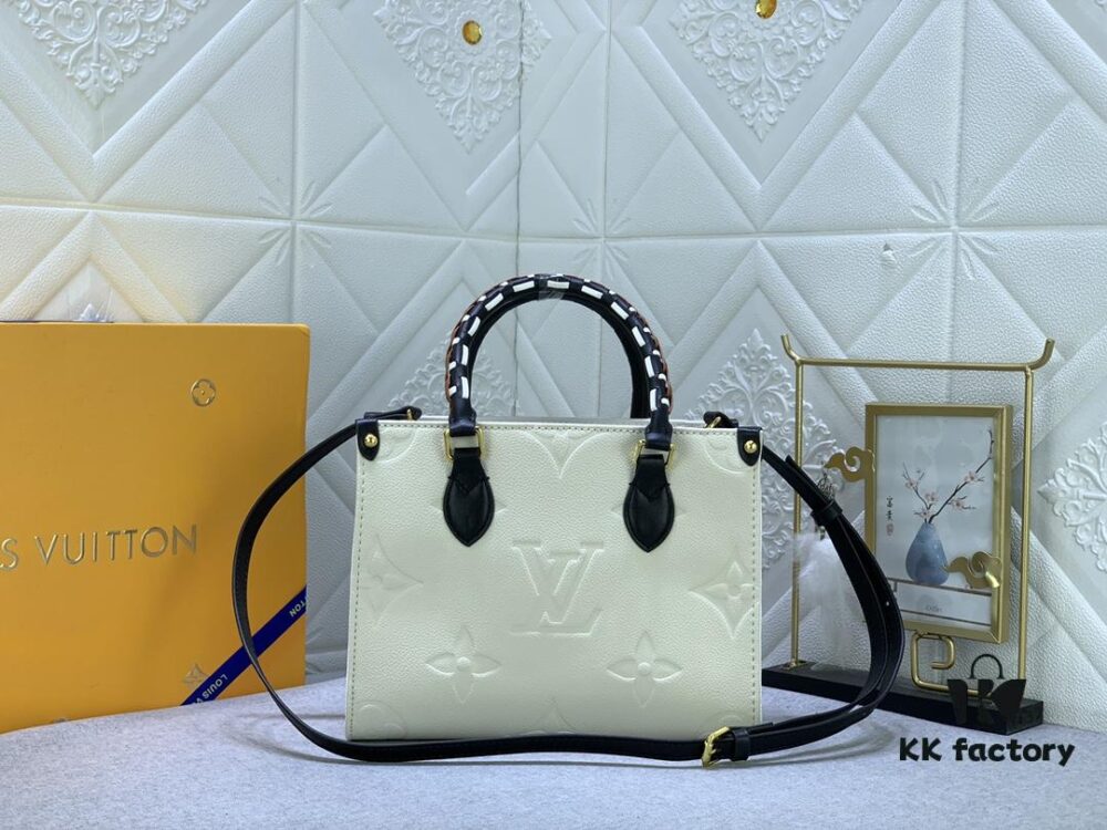 New Arrival [LV CRAFTY ONTHEGO Tote Bag] M45373, M45719 – Large 41x34x19, Medium 34x26x15, Small 25x19x11 – Embossed Leather with Classic Monogram Pattern, Braided Handle Trim, Leopard Print Silk Screen, Street-Style Design