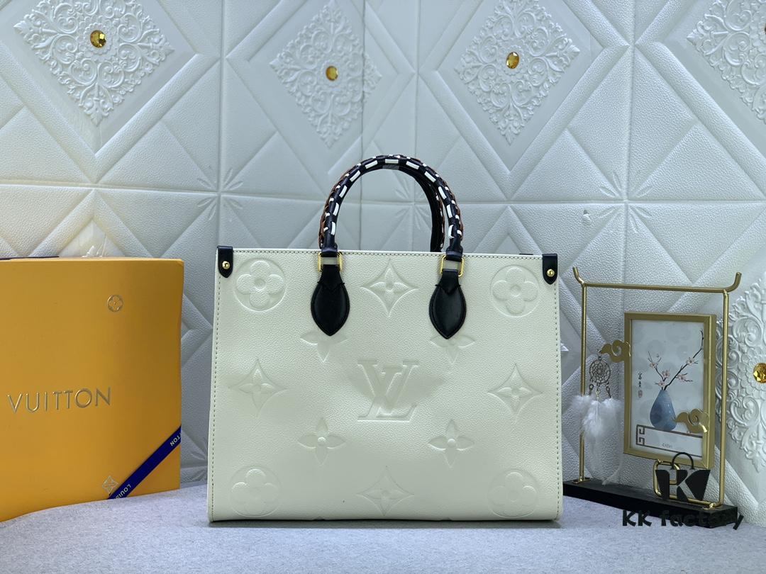 New Arrival [LV CRAFTY ONTHEGO Tote Bag] m45373, m45719 - Large 160, Medium 150, Small Upgraded Original Version with Authentic Woven Handle Strap and Leopard Print Silk Screen