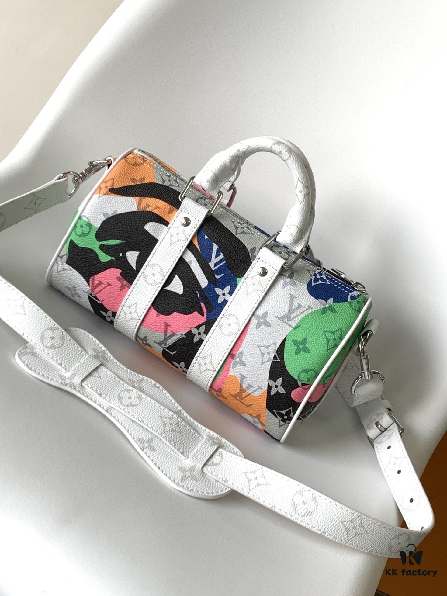 Keepall Bandoulière 25 Bag from LV Portrait Collection M46678 Eyes M46701 White Flowers Exclusive Original Order