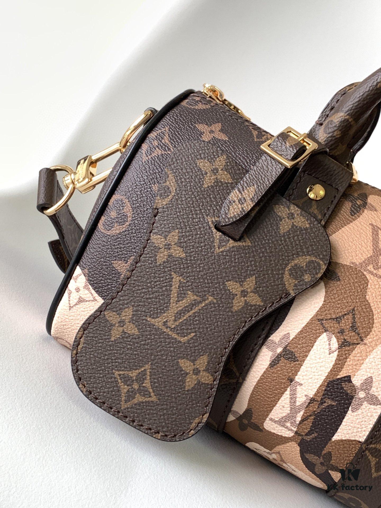 Keepall Bandoulière 25 Bag from LV Portrait Collection with M46678 Eyes and M46701 White Flowers, Exclusive Original Stock