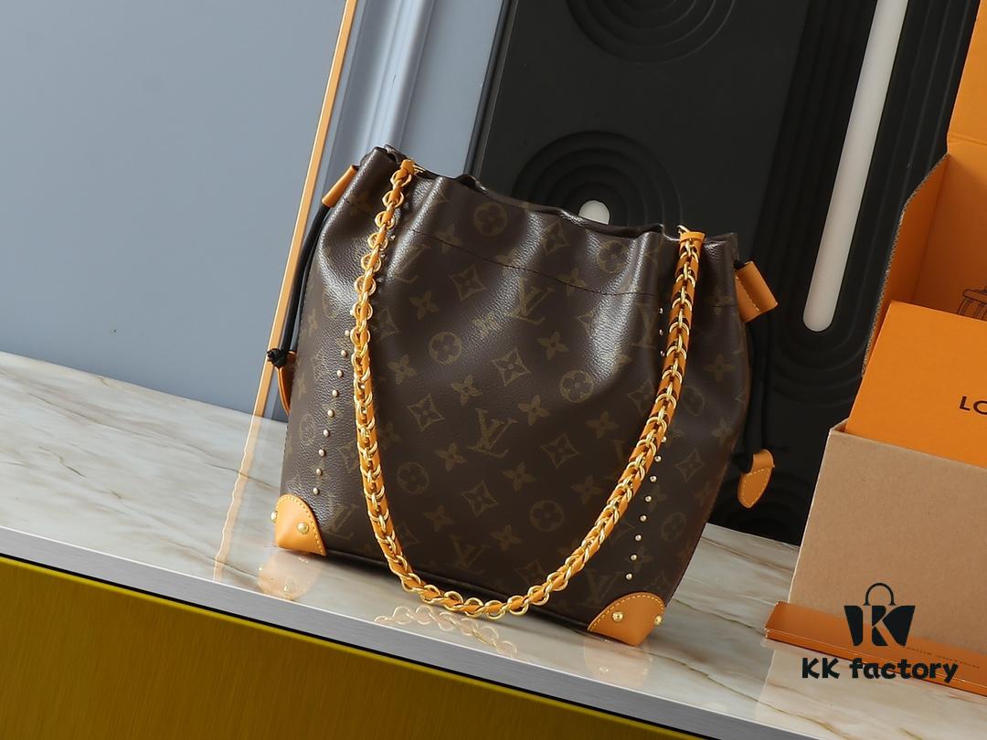 Upgraded Original M97063 Floral Yellow NeoNoé Bucket Bag, Classic Monogram Bucket Tote