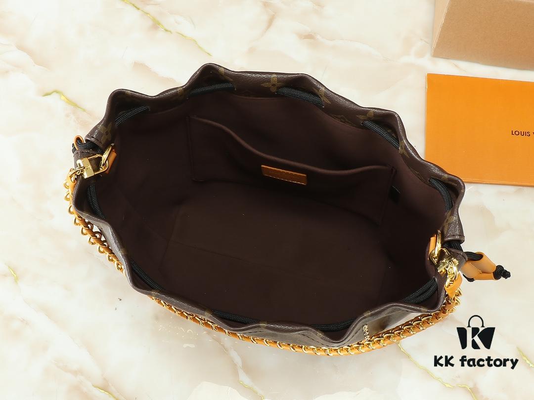 Upgraded Original M97063 Floral Yellow NeoNoé Bucket Bag, Classic Monogram Bucket Tote