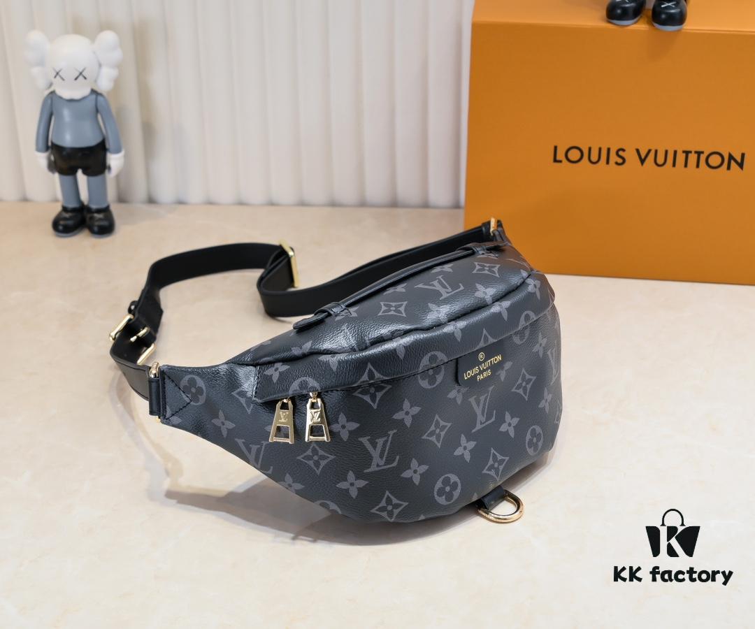 Exclusive Real Shot - Upgraded Version ‼️ Genuine Leather 🔥 Original Hardware with Full Steel Zipper Pulls 🐂 NEW WAVE Belt Bag M44812 Black White 🎏