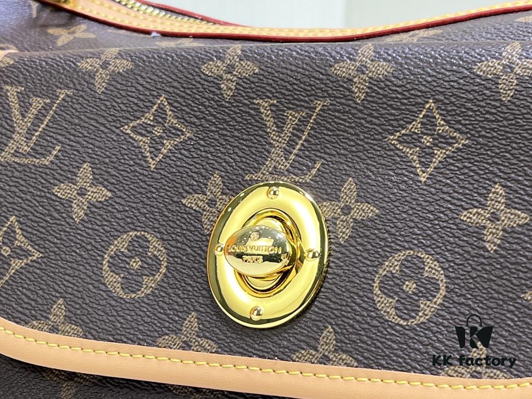 M40077 M90955 Vintage Louis Vuitton Tikal GM - Gold Studs (Small Gold Beans) Classic Coffee Pattern