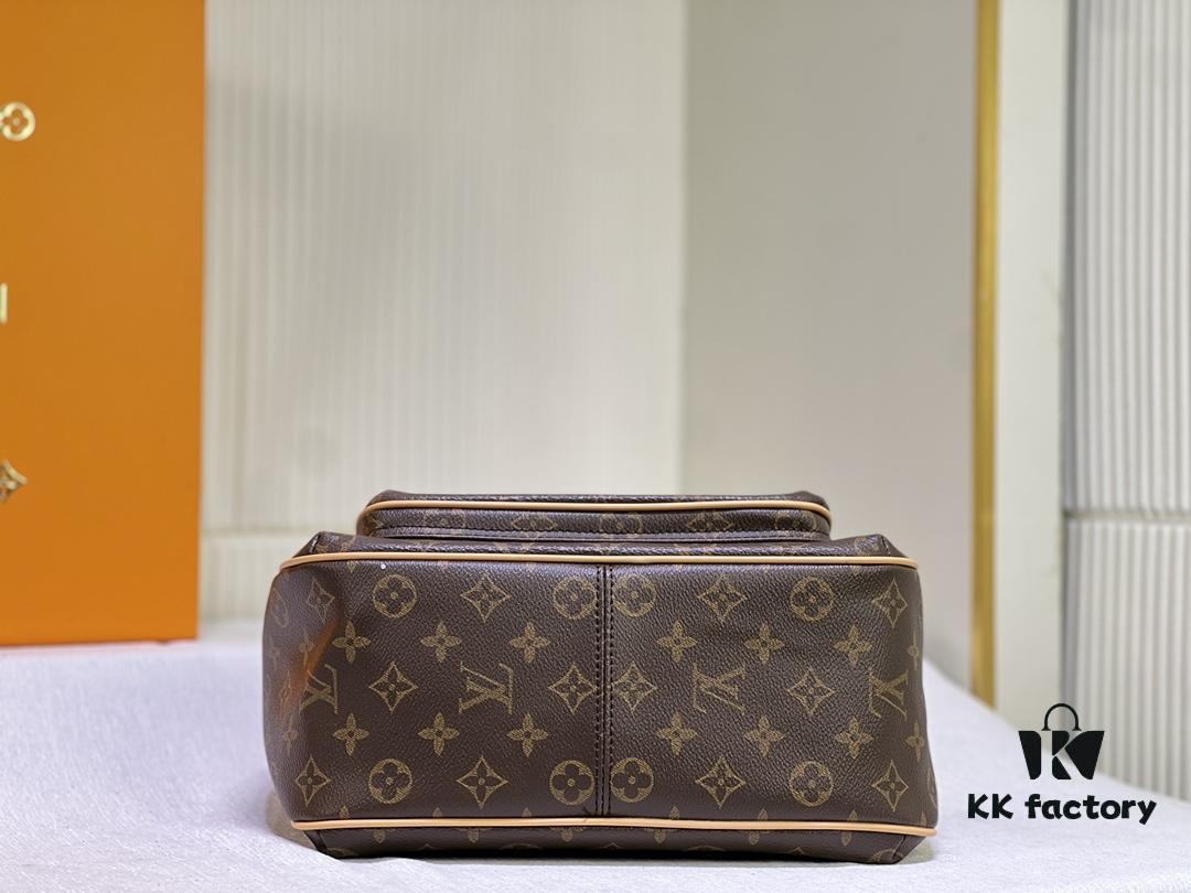 M40077 M90955 Vintage Louis Vuitton Tikal GM - Gold Studs (Small Gold Beans) Classic Coffee Pattern