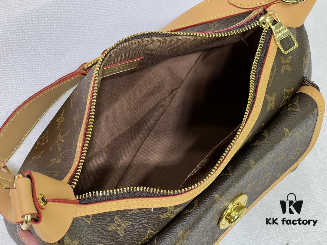 M40077 M90955 Vintage Louis Vuitton Tikal GM - Gold Studs (Small Gold Beans) Classic Coffee Pattern