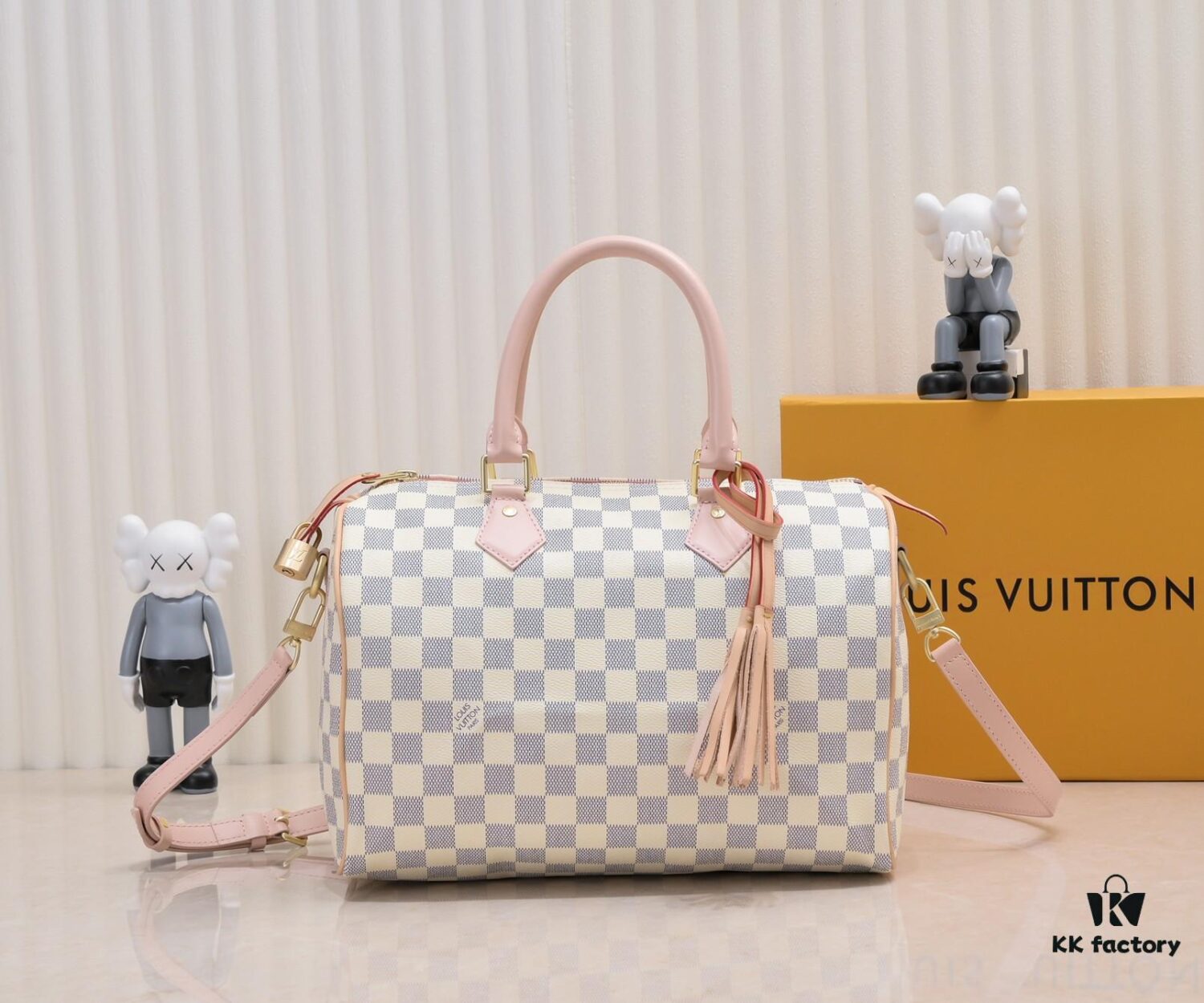 Exclusive Real Shot - Upgraded Version‼️ Model 40391 White Checkered with Pink Leather Trim and Yellow Leather Fringe