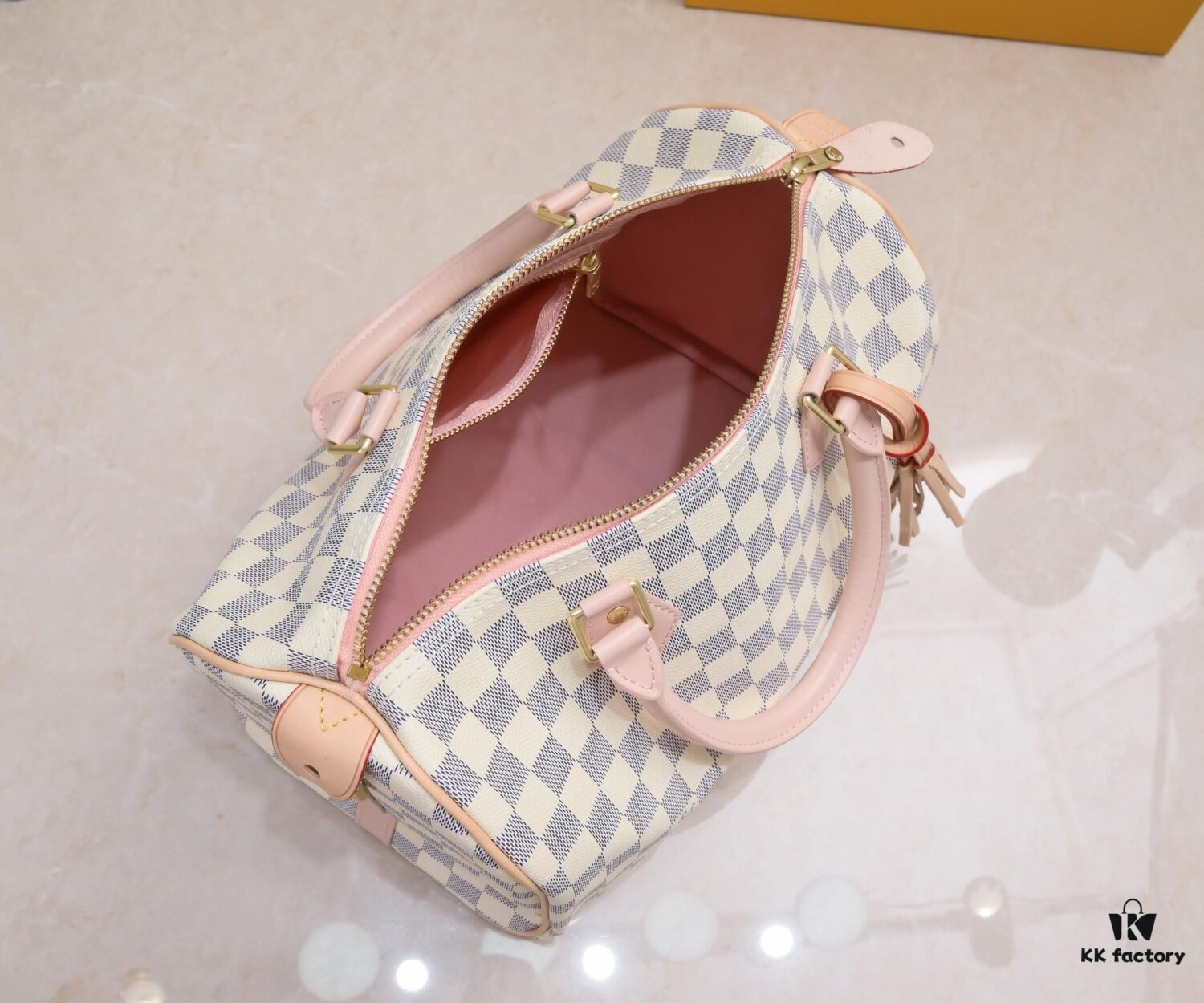 Exclusive Real Shot - Upgraded Version‼️ Model 40391 White Checkered with Pink Leather Trim and Yellow Leather Fringe