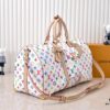 M13742 White Color Black Color Travel Bag Current Season LV x TM KEEPALL BANDOULIÈRE 45 Travel Bag