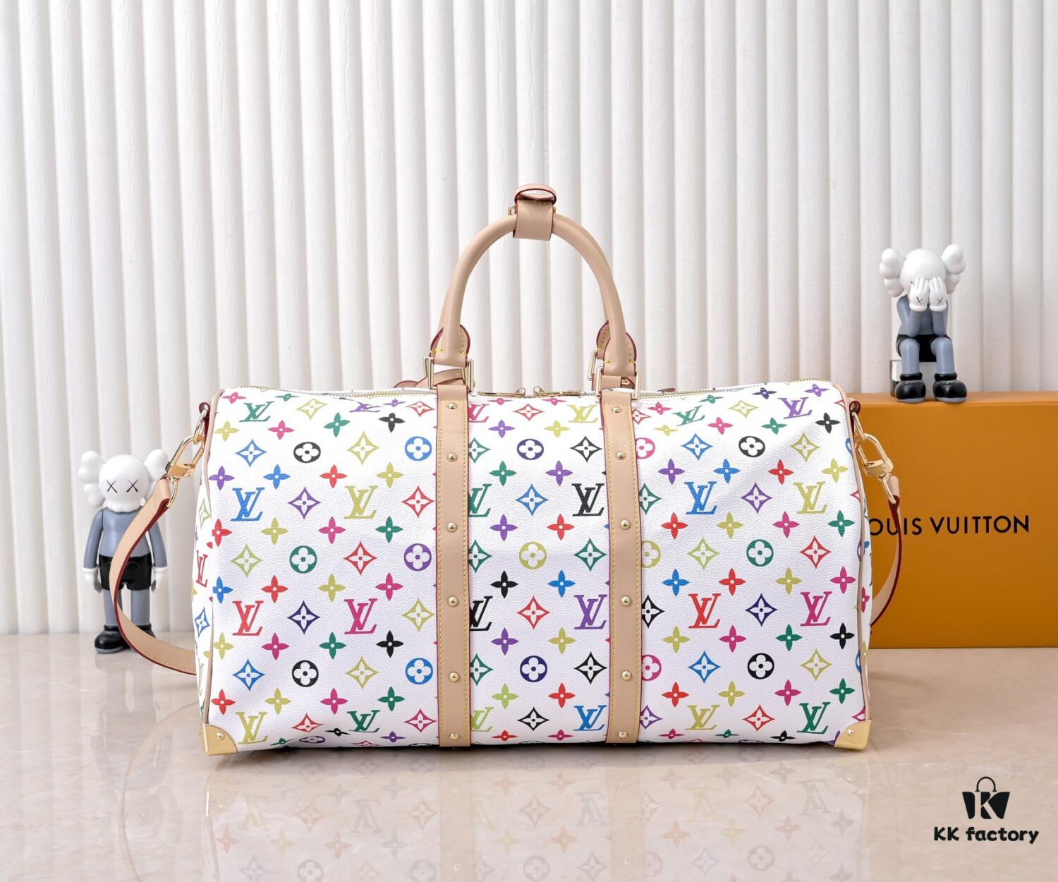 M13742 White Color Black Color Travel Bag Current Season LV x TM KEEPALL BANDOULIÈRE 45 Travel Bag