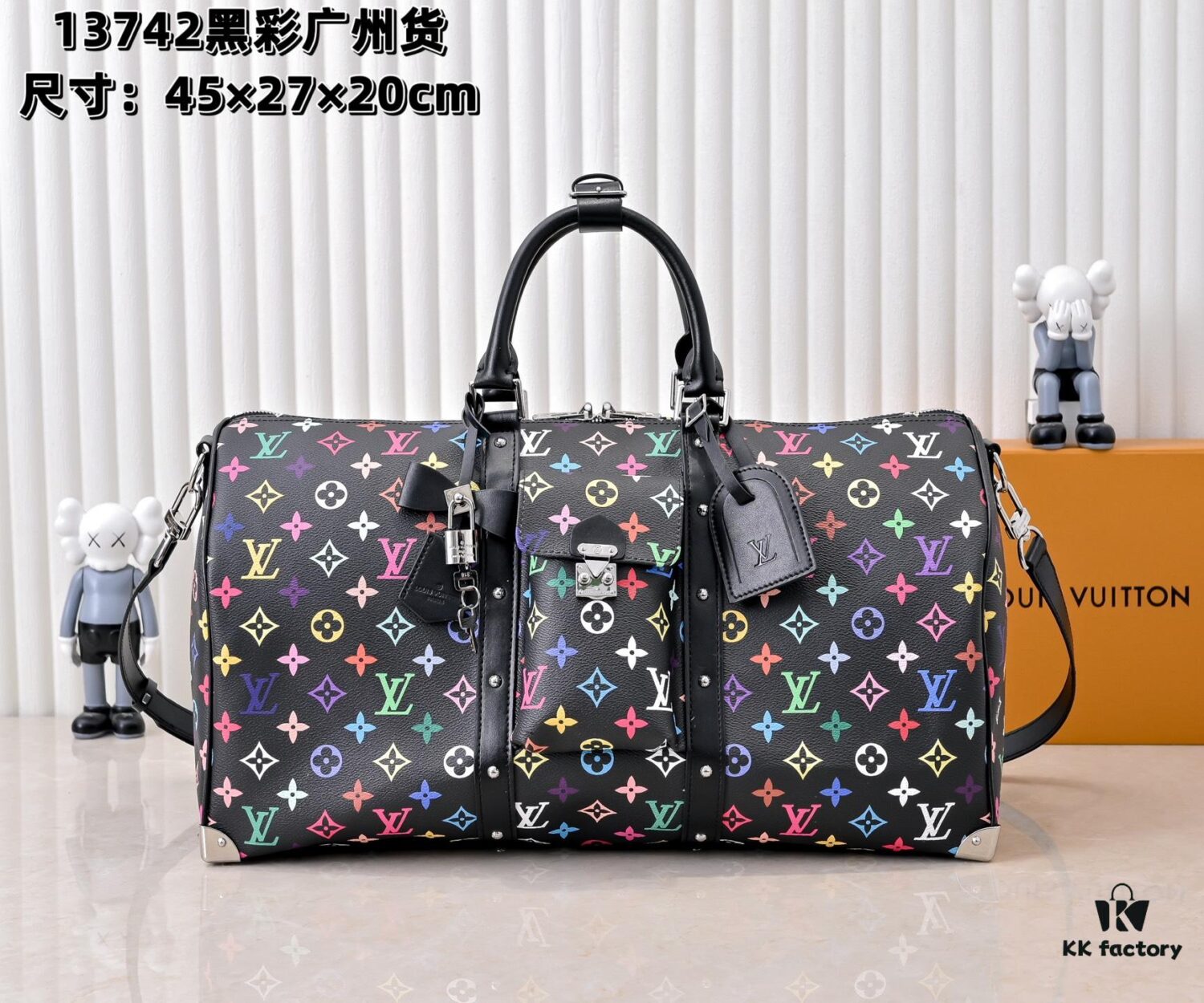 New Arrival M13742 White Color Black Color Travel Bag LV x TM KEEPALL BANDOULIÈRE 45