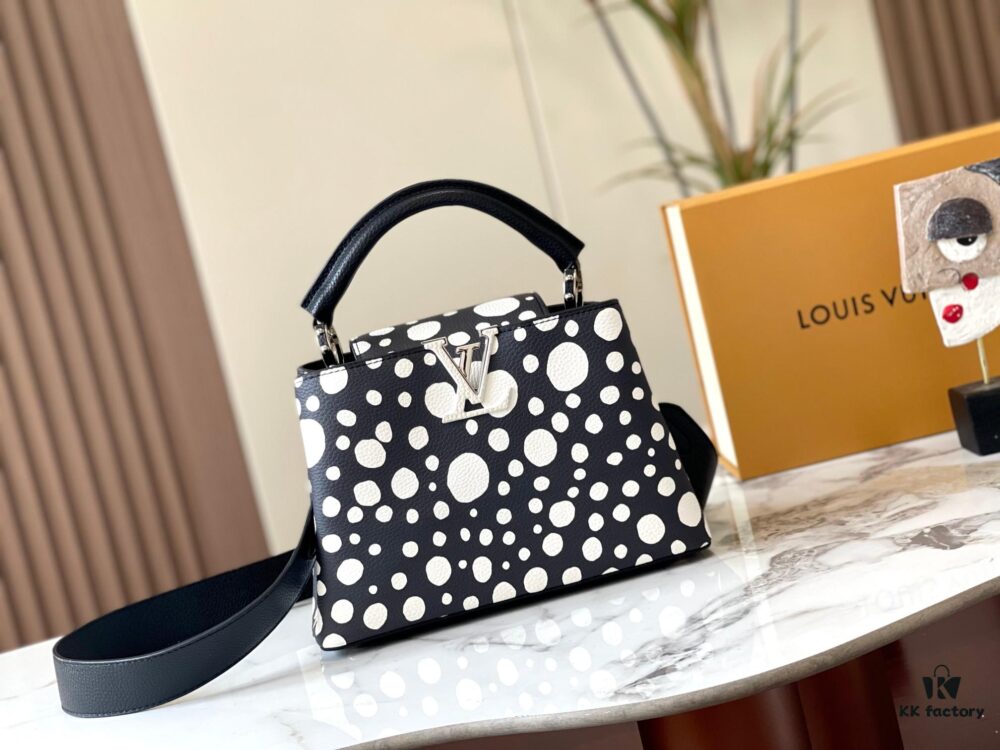 Upgraded Version M21663 This LV x YK Capucines Small Handbag from the Louis Vuitton x Yayoi Kusama Collaboration Collection