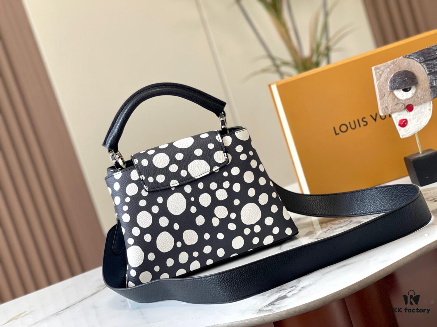 Upgraded Version M21663 This LV x YK Capucines Small Handbag from the Louis Vuitton x Yayoi Kusama Collaboration Collection
