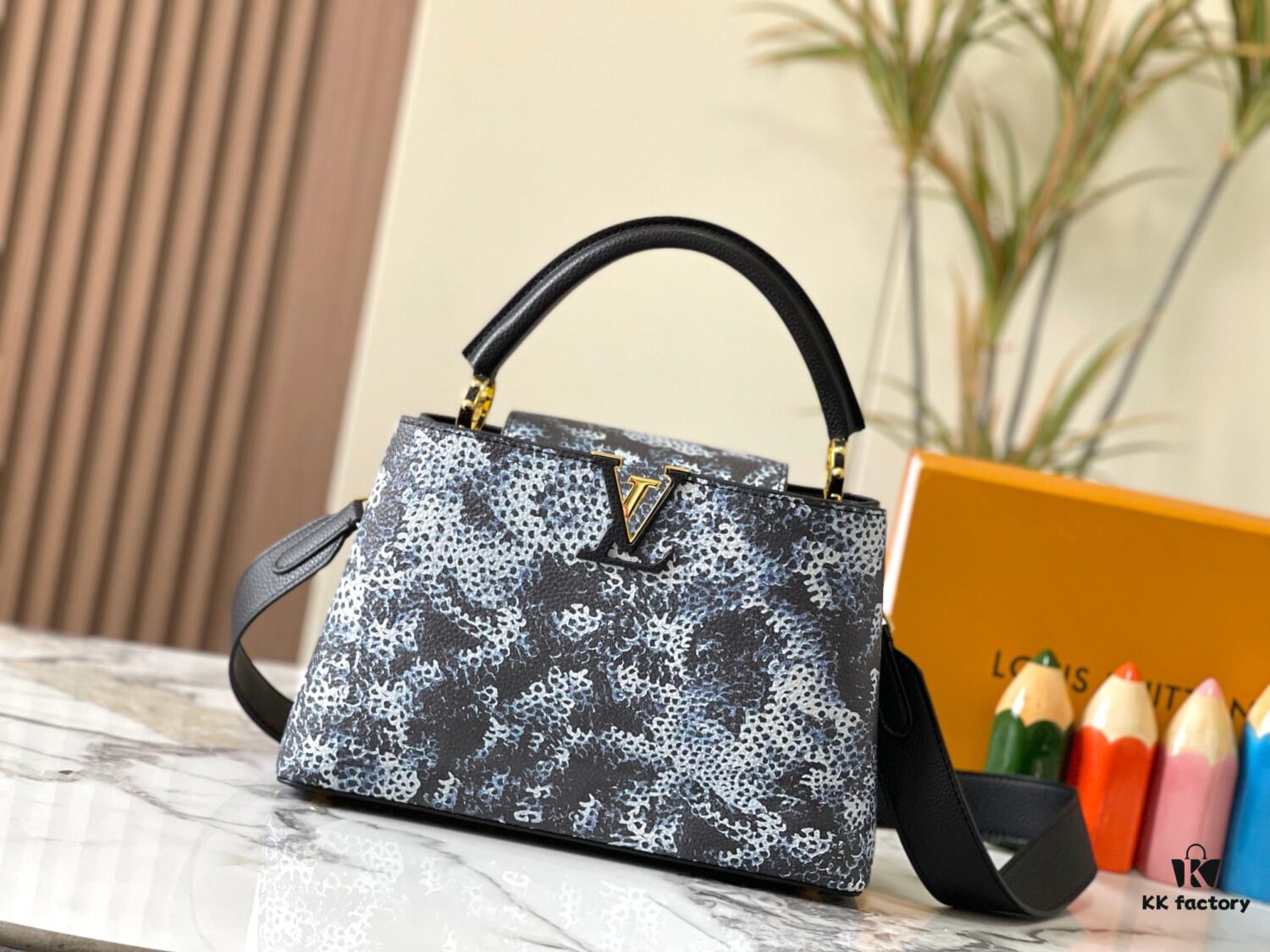 Upgraded M21728 Yayoi Kusama's Infinity Net Series Inspired LV x YK Capucines Medium Handbag