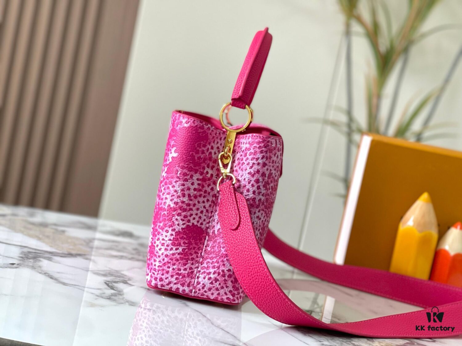 LV x YK Capucines Medium Bag in Upgraded M21728 Infinity Net Design