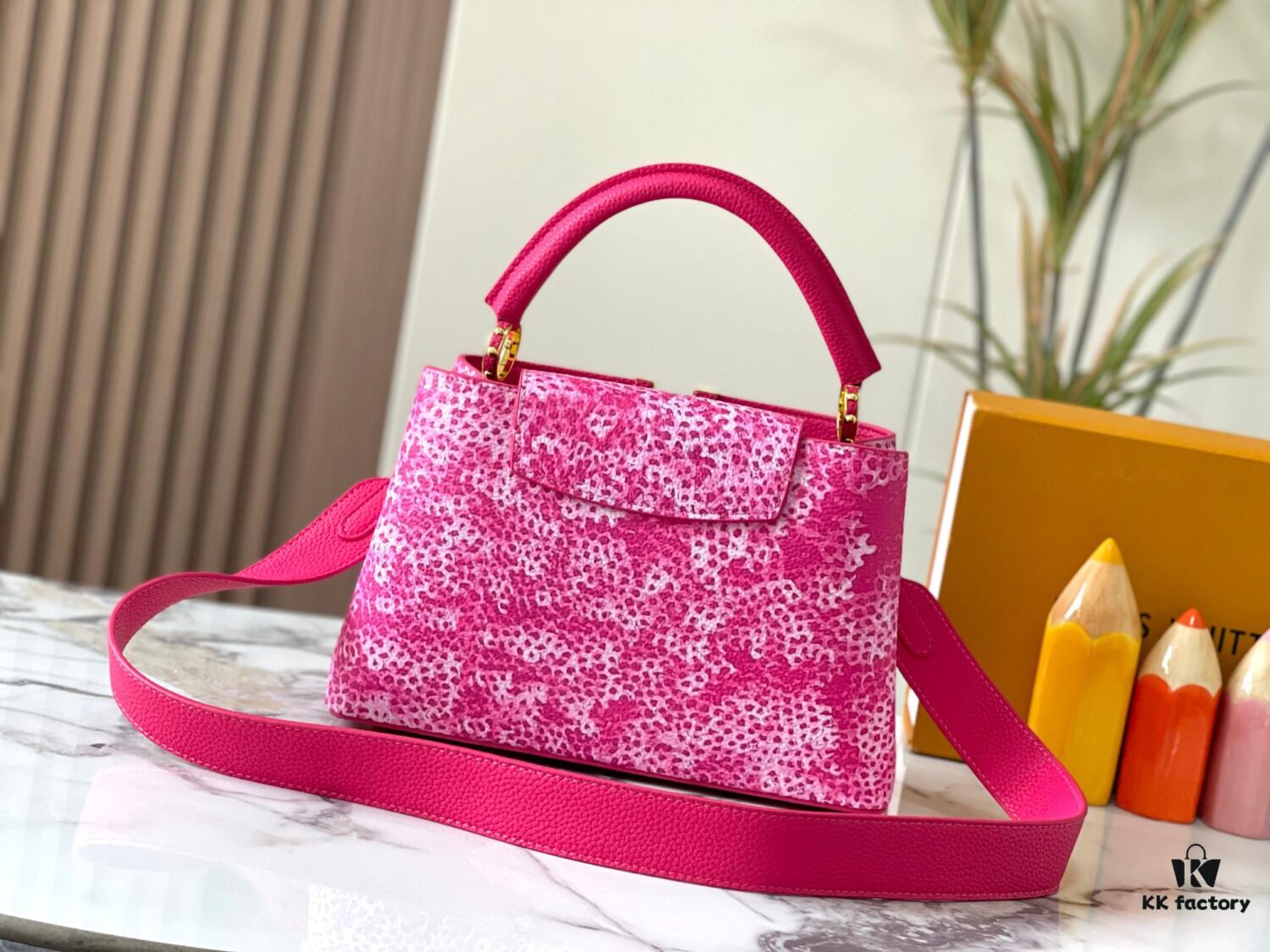 LV x YK Capucines Medium Bag in Upgraded M21728 Infinity Net Design