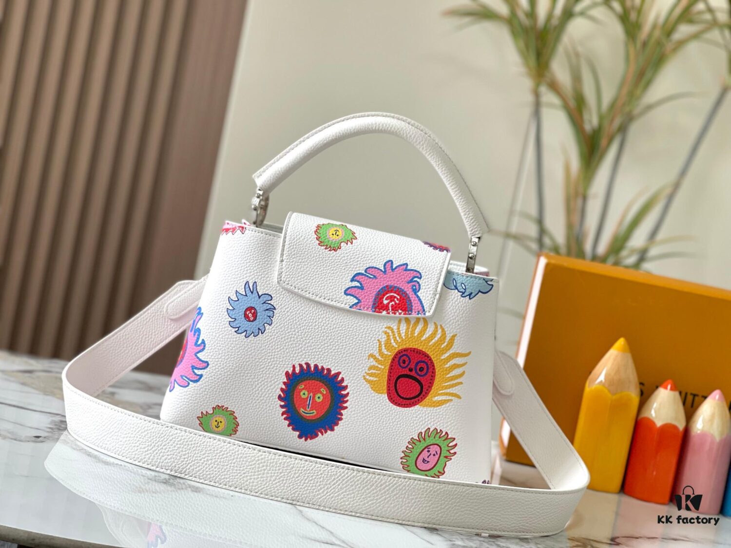 Upgraded M21726 Louis Vuitton x Yayoi Kusama New Collaboration Series Capucines MM Handbag