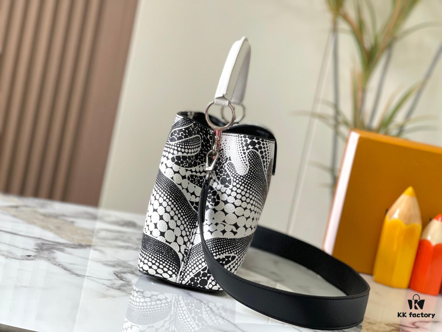 Upgraded M21705 Louis Vuitton x Yayoi Kusama Collaboration Capucines MM Handbag