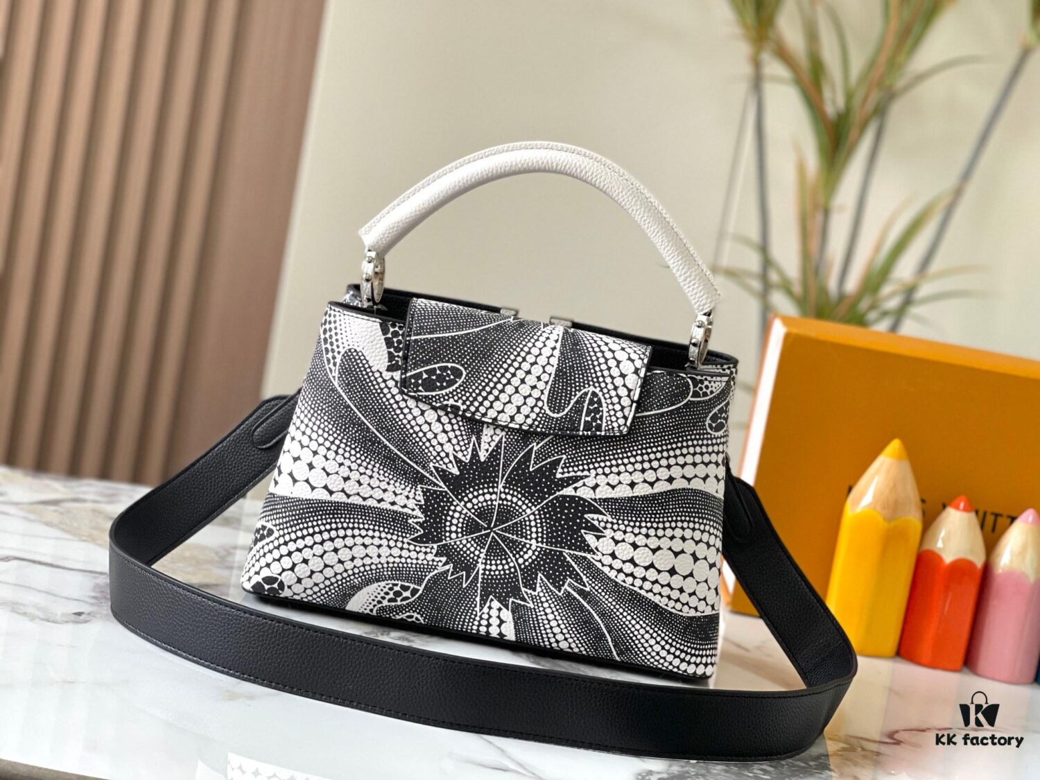 Upgraded M21705 Louis Vuitton x Yayoi Kusama Collaboration Capucines MM Handbag