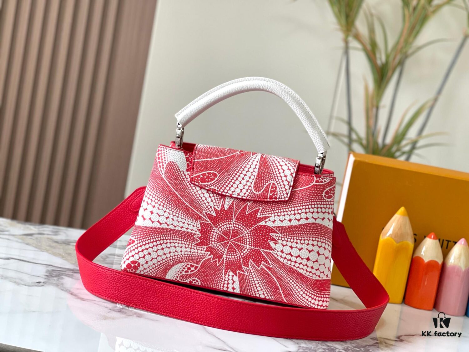 Upgraded M21705 Louis Vuitton x Yayoi Kusama Collaboration Capucines MM Handbag