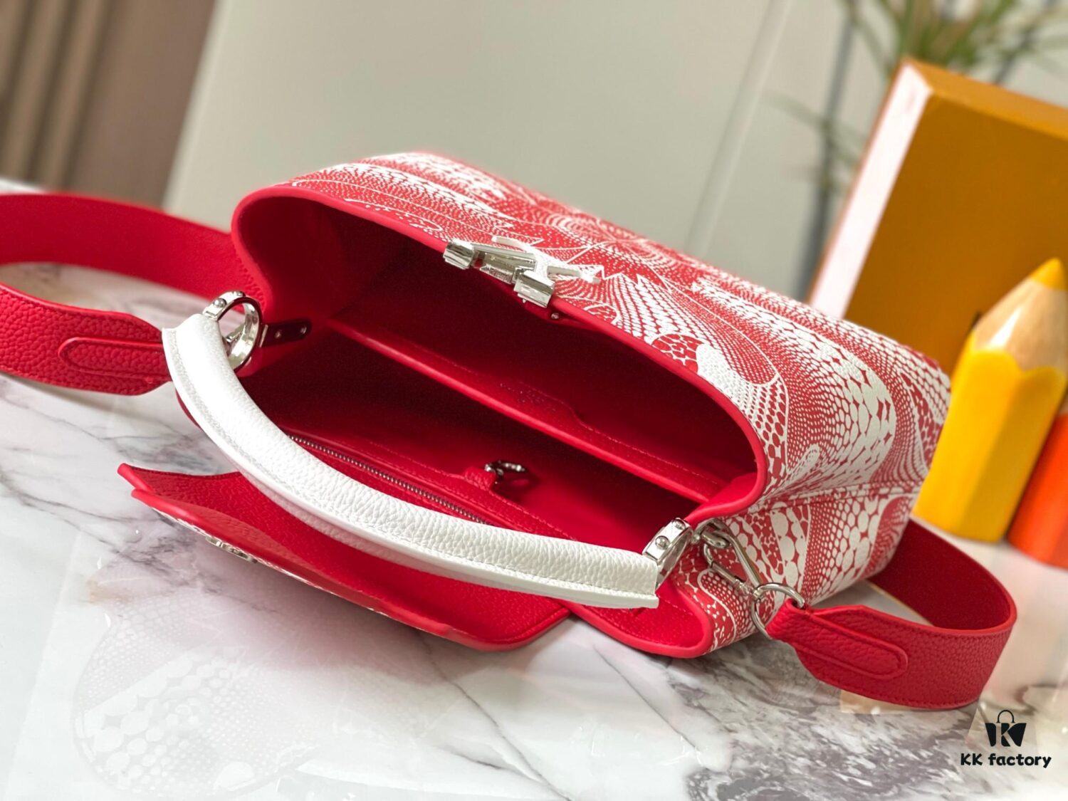 Upgraded M21705 Louis Vuitton x Yayoi Kusama Collaboration Capucines MM Handbag