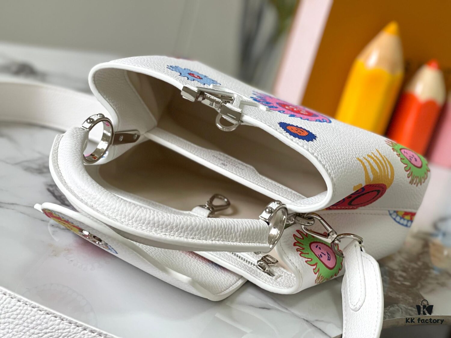 Upgraded M21725 Louis Vuitton x Yayoi Kusama New Collaboration Series LV x YK Capucines PM Handbag
